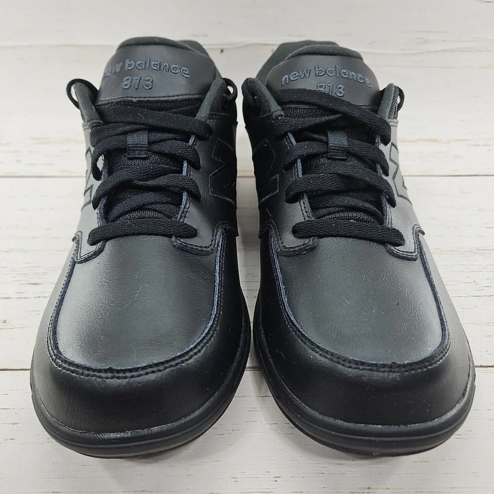 New Balance 813 Mens Size 10 D Black Leather Walking Shoes Sneakers MW813BK‎